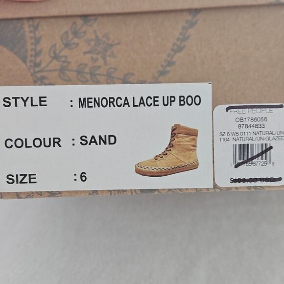 Free People NEW Menorca Lace Up Boots Size 6 Tan Canvas Espadrille Comfort - Picture 7 of 13